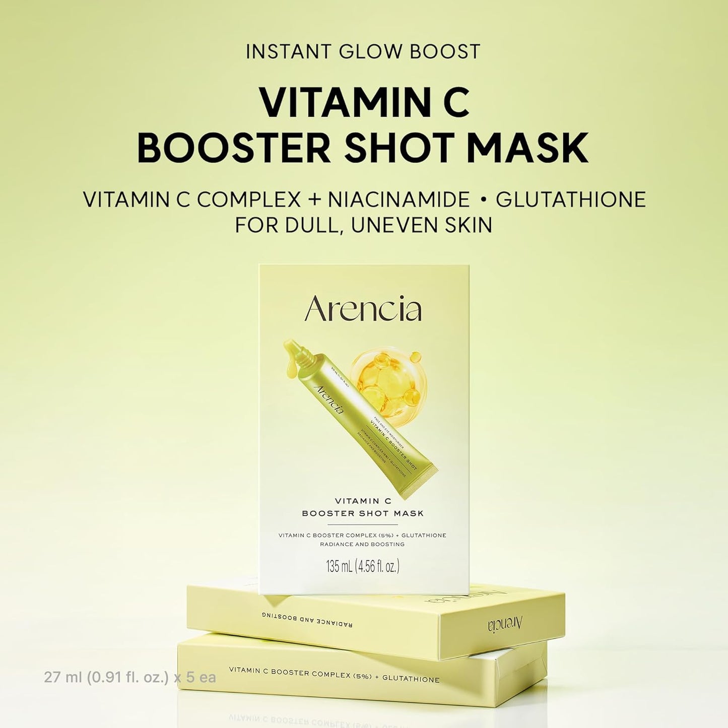 Arencia Vitamin C Booster Shot Mask niacinamide glutathione for dull and uneven skin specially for uae
