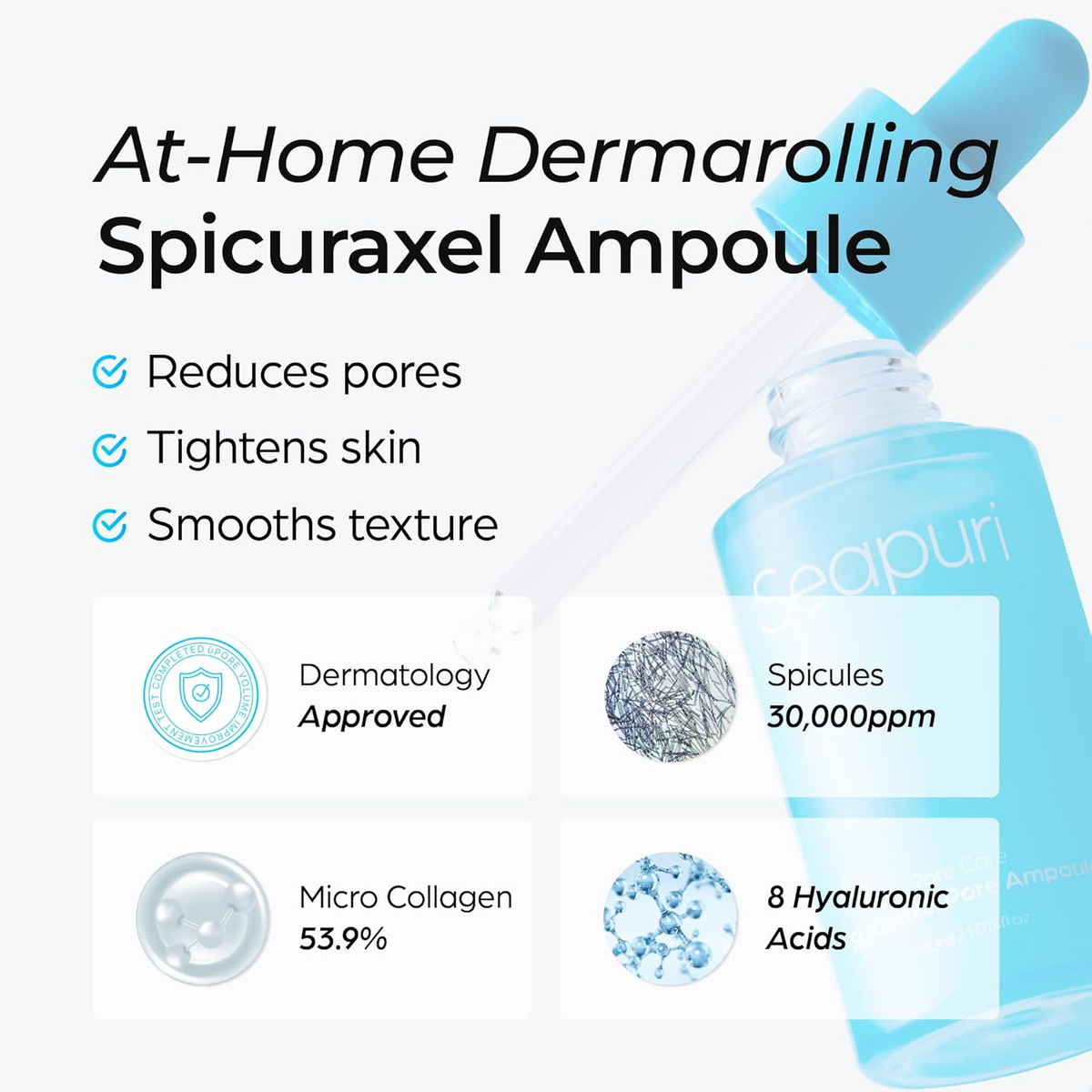 open bottle of Seapuri Spicuraxel Pore Ampoule 30mL