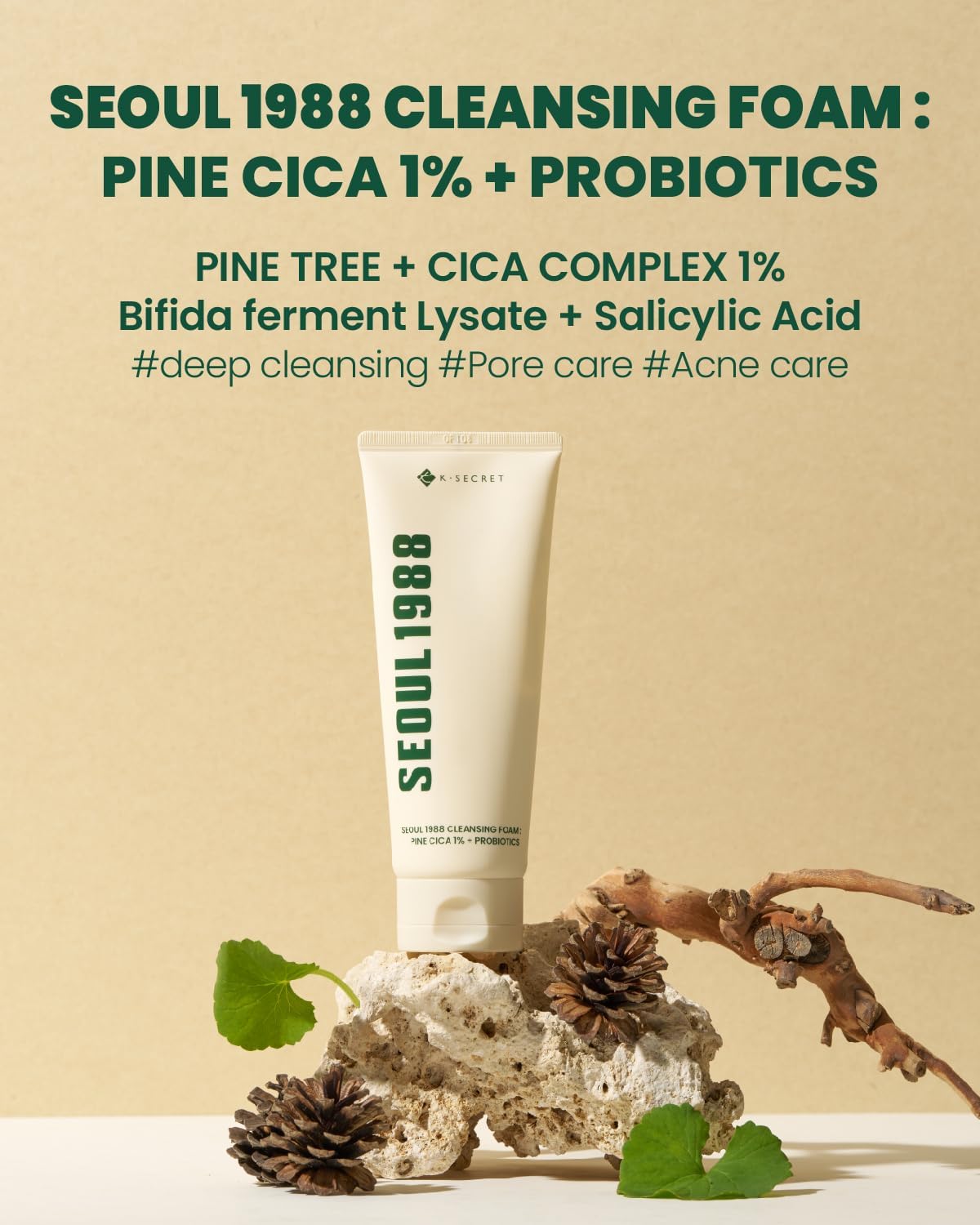 Seoul 1988 Cleansing Foam, Pine Cica 1% + Probiotics