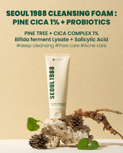 Seoul 1988 Cleansing Foam, Pine Cica 1% + Probiotics