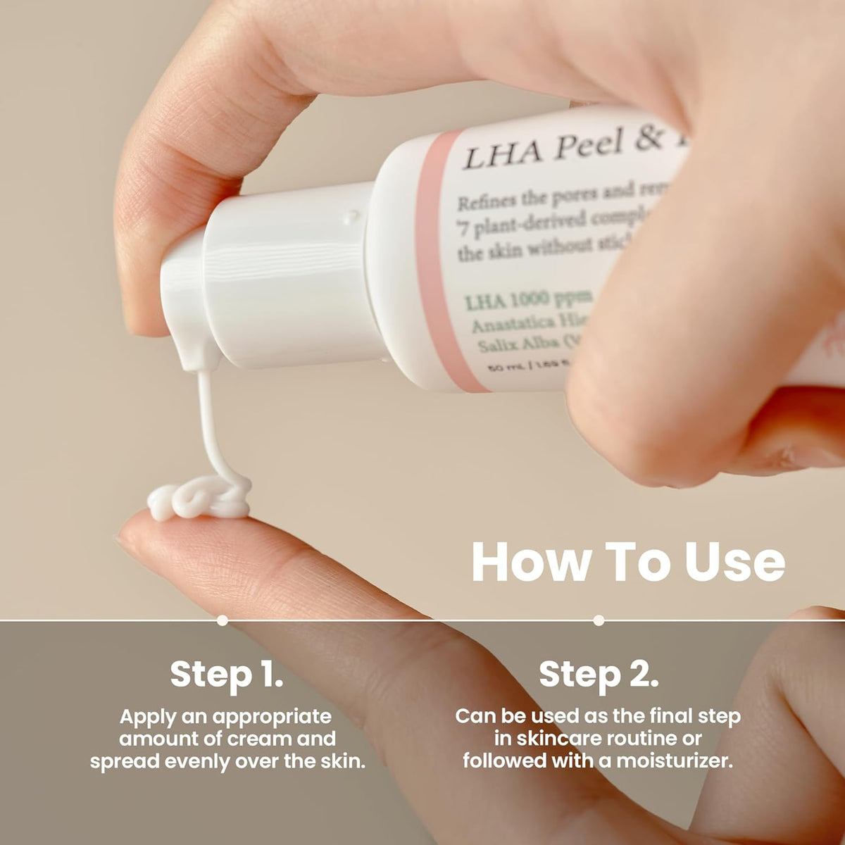 AXIS-Y LHA Peel & Fill Pore Balancing Cream dispensed out on a finger