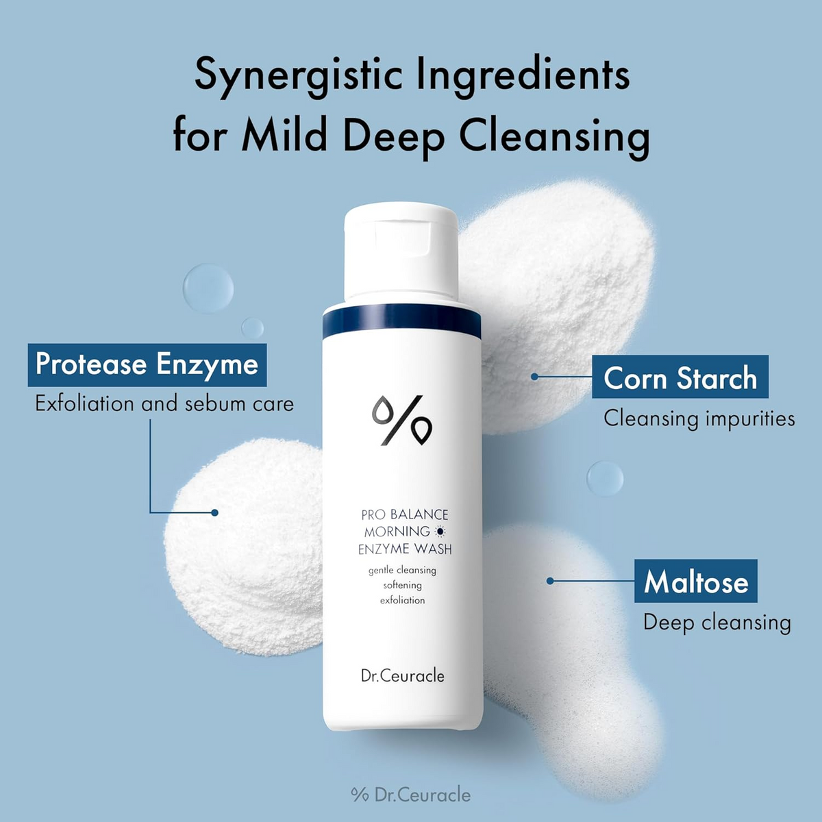 Dr.Ceuracle Pro Balance Enzyme Face Wash bottle with ingredients