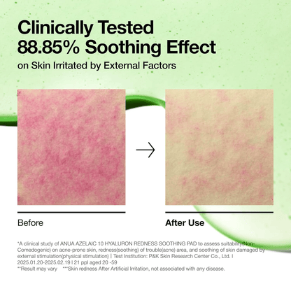 comparision of before and after effects of anua soothing pad