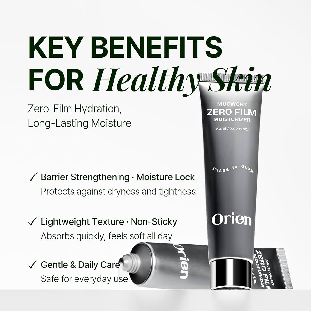 Orien Mugwort Zero Film Moisturizer 60ml lightweight Korean face cream for daily hydration, skin comfort and a non-greasy finish in UAE.