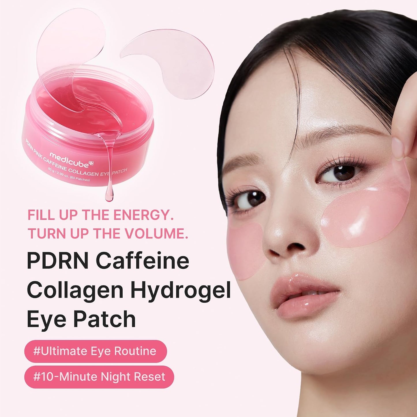 Medicube PDRN Pink Caffeine Collagen Eye Patch 60 patches for dark circles puffiness and firming UAE