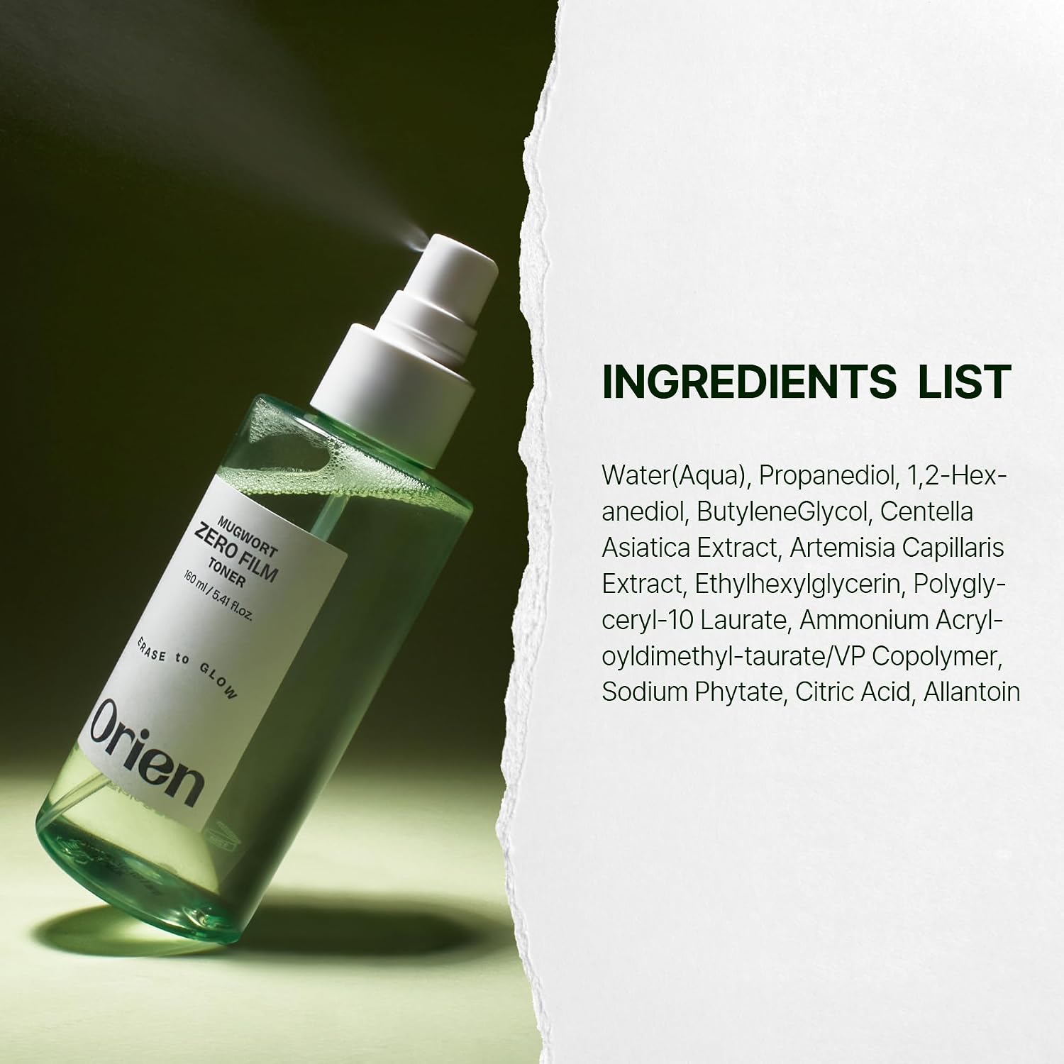 Orien Mugwort Zero Film Toner 160ml lightweight Korean facial toner for refreshing hydration and comfortable skin preparation in UAE.