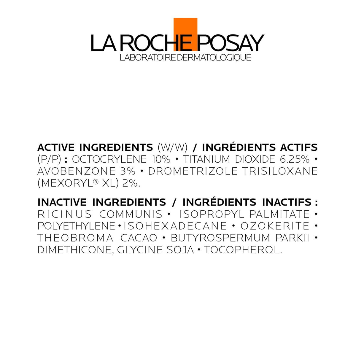 LA ROCHE-POSAY Anthelios Stick SPF 50+ active and inactive ingredients
