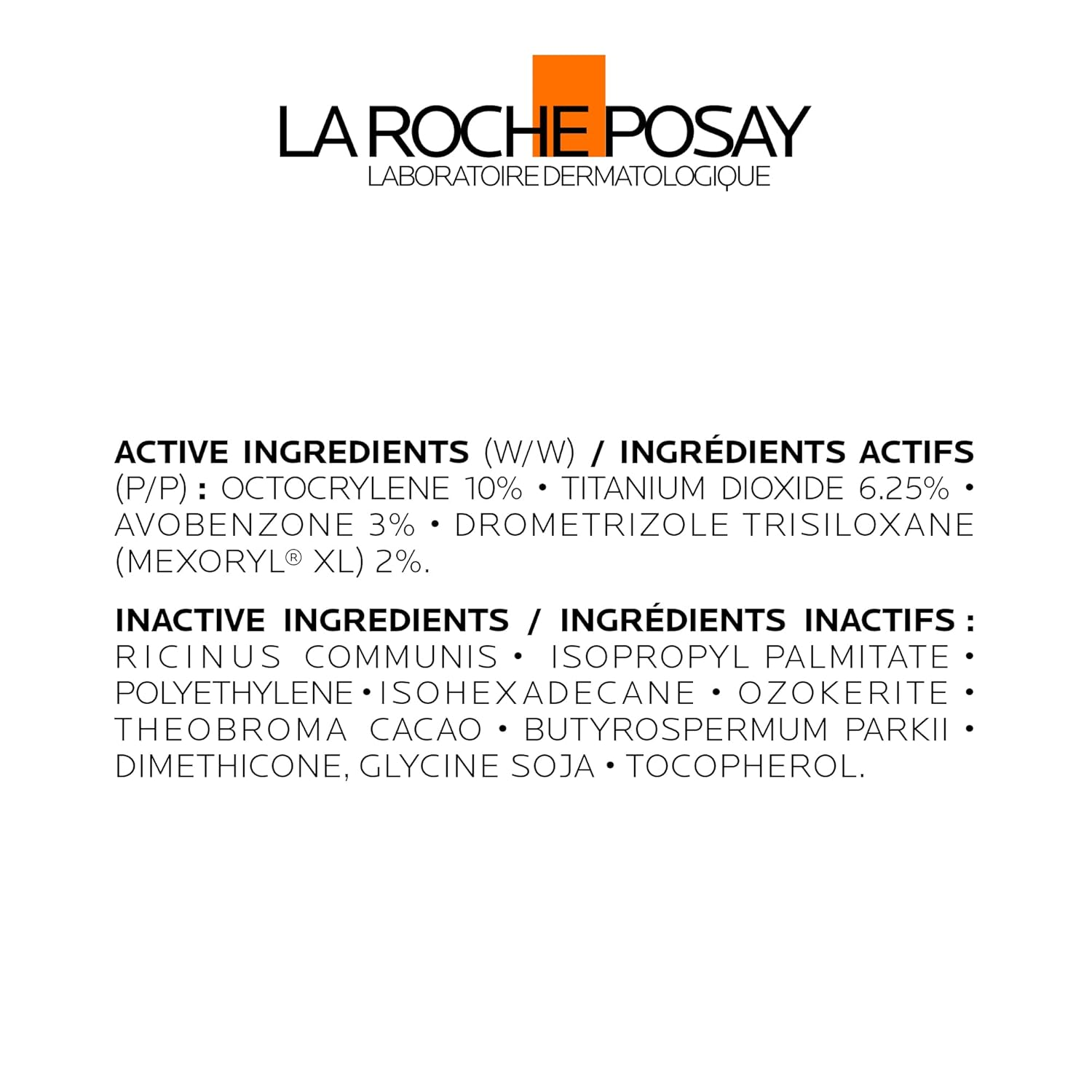 LA ROCHE-POSAY Anthelios Stick SPF 50+ active and inactive ingredients