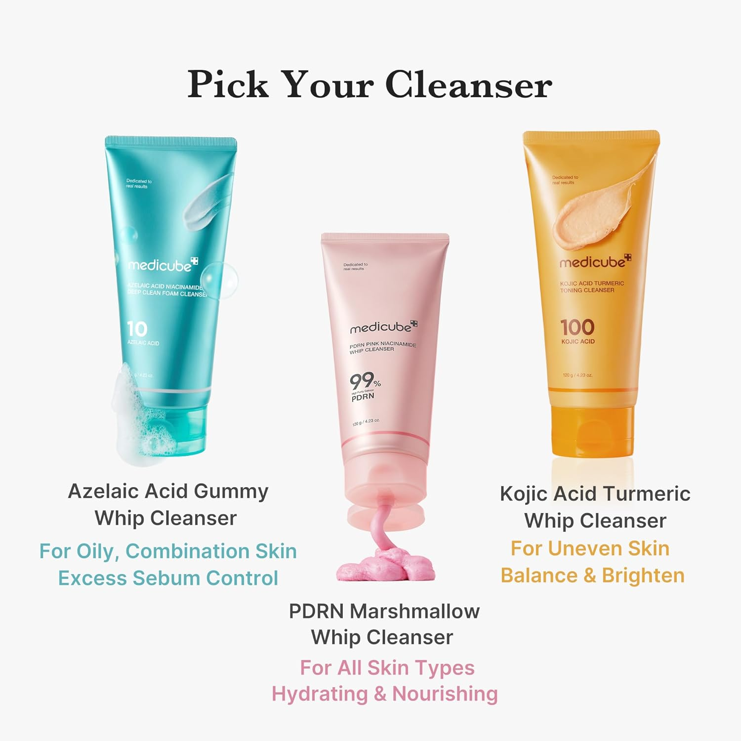 three medicube cleansers