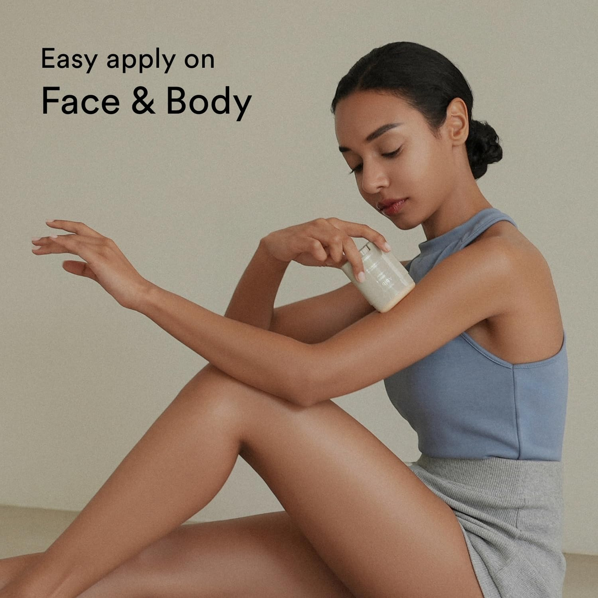 woman applying Abib Airy Sunstick Smoothing Bar on her body
