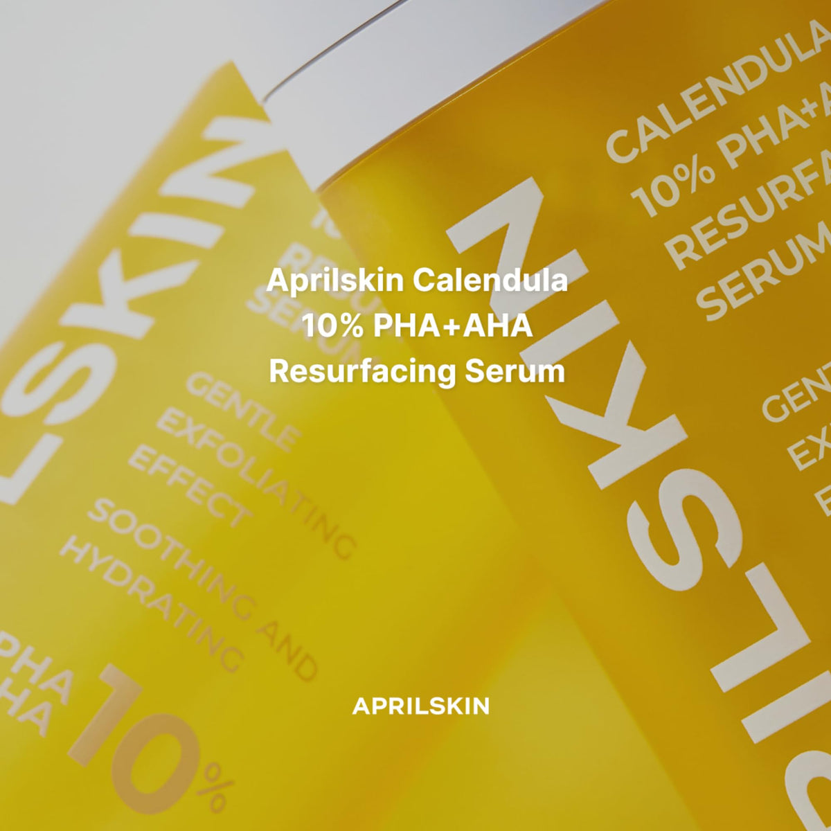close-up of APRILSKIN Calendula 10% PHA+AHA Resurfacing Serum bottle