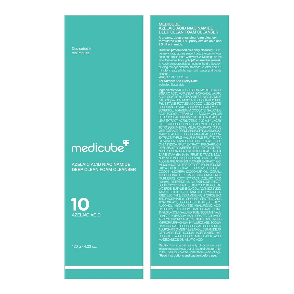 front and back side box packaging of medicube Azelaic Acid And Niacinamide Deep Clean Foam Cleanser