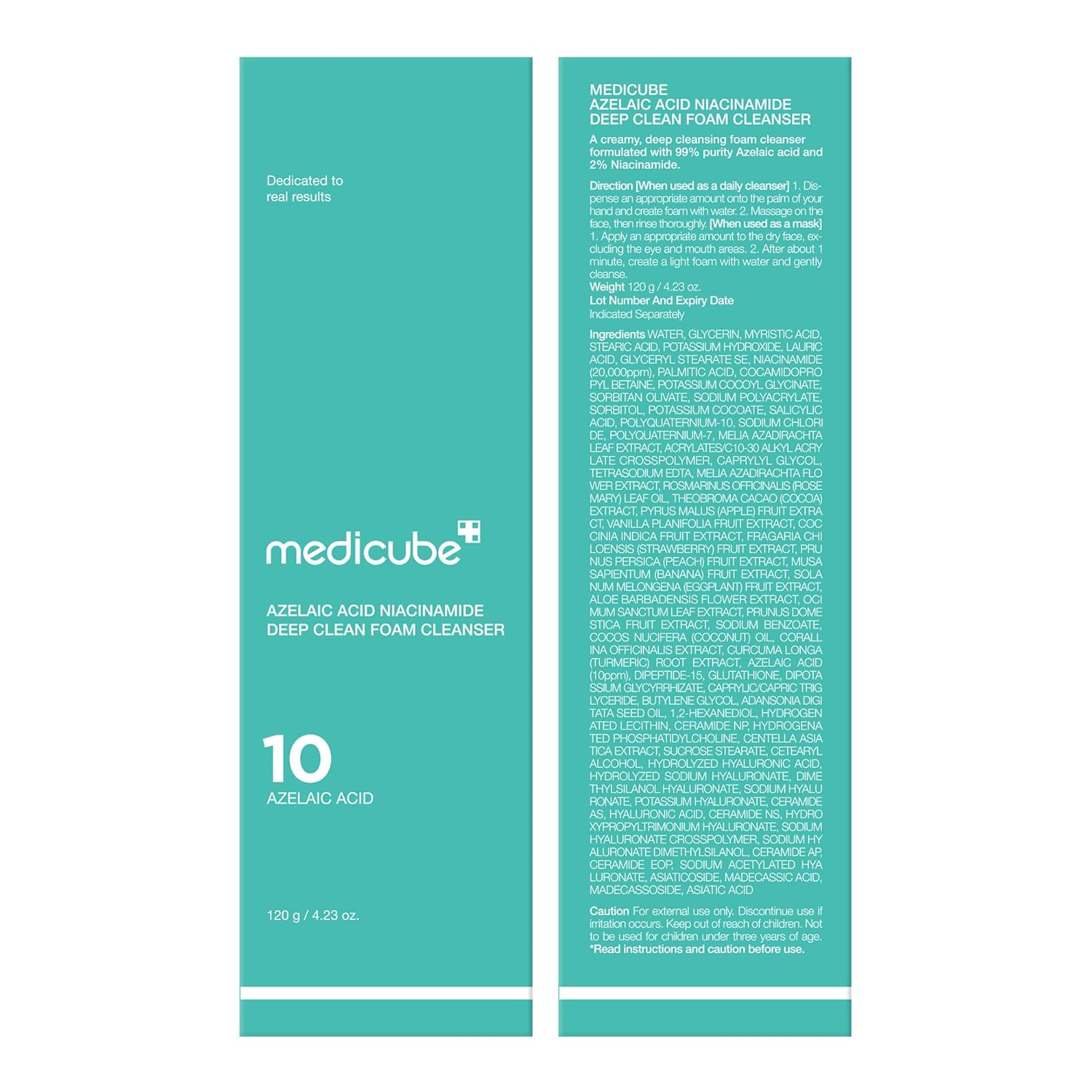 front and back side box packaging of medicube Azelaic Acid And Niacinamide Deep Clean Foam Cleanser