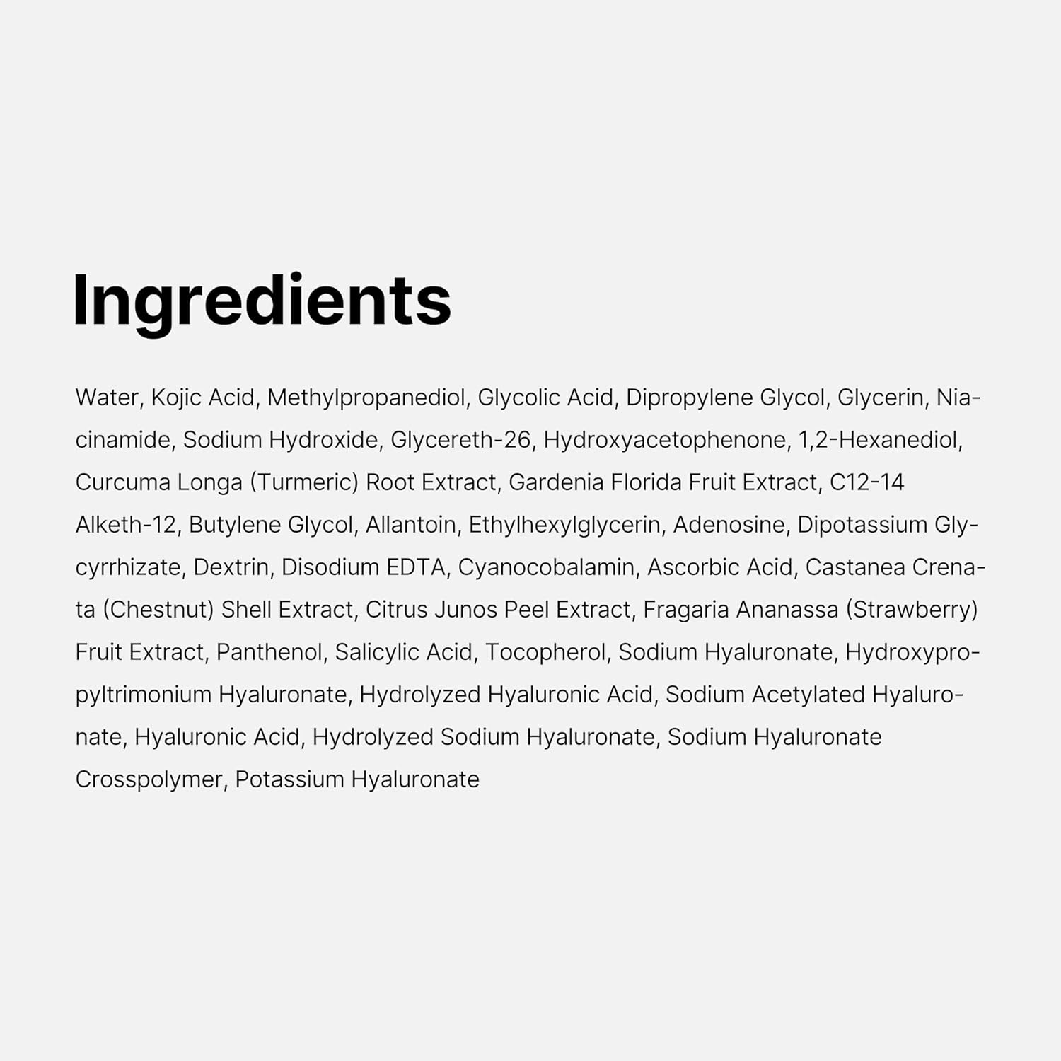 medicube Kojic Acid Turmeric Pads ingredients list
