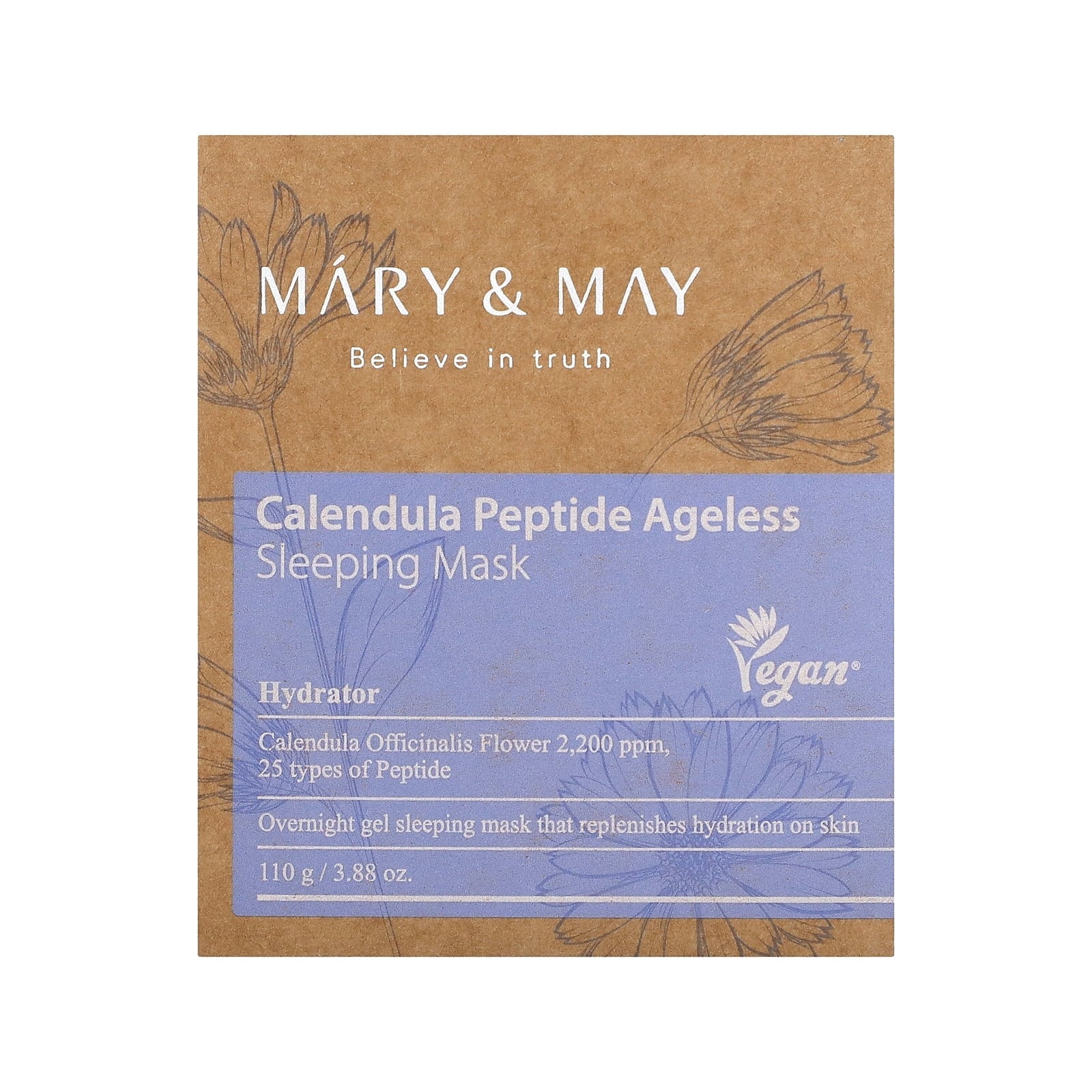 Mary & May Calendula Peptide قناع النوم لجمال الشباب 110 جرام