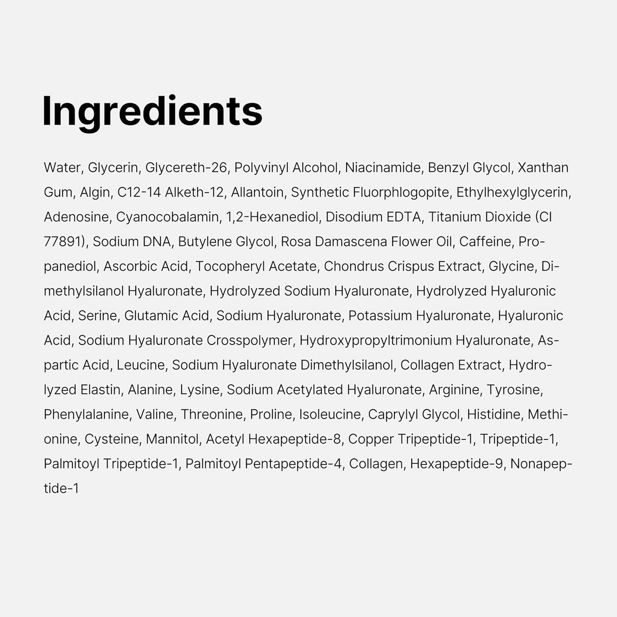 medicube PDRN Caffeine Wrapping Mask ingredients list