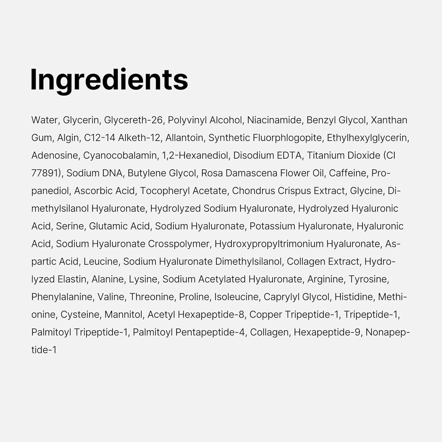 medicube PDRN Caffeine Wrapping Mask ingredients list