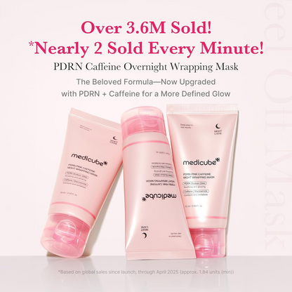 three tubes of medicube PDRN Caffeine Wrapping Mask