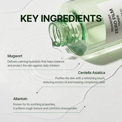 Orien Mugwort Zero Film Toner 160ml lightweight Korean facial toner for refreshing hydration and comfortable skin preparation in UAE.