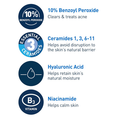 List of skincare ingredients with their benefits on a white background