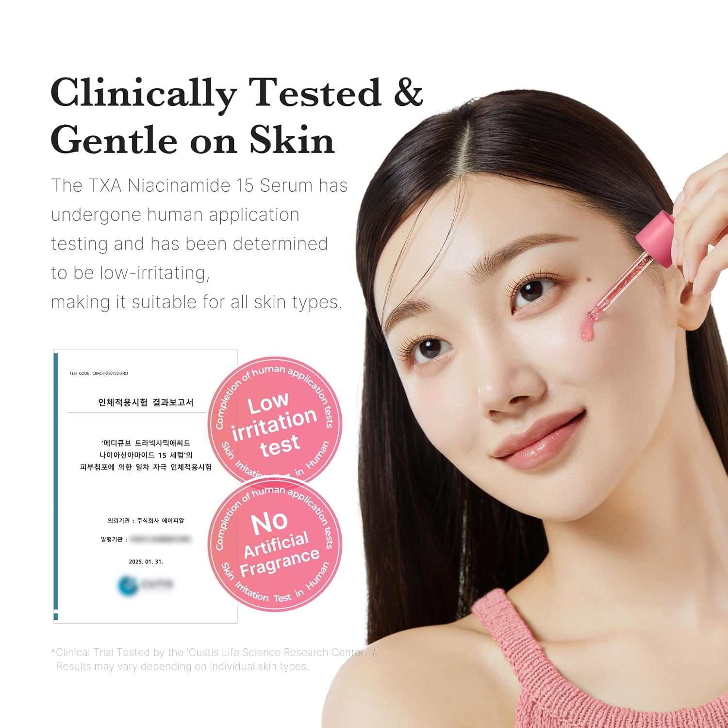 woman applying medicube TXA+Niacinamide 15% Serum on her face