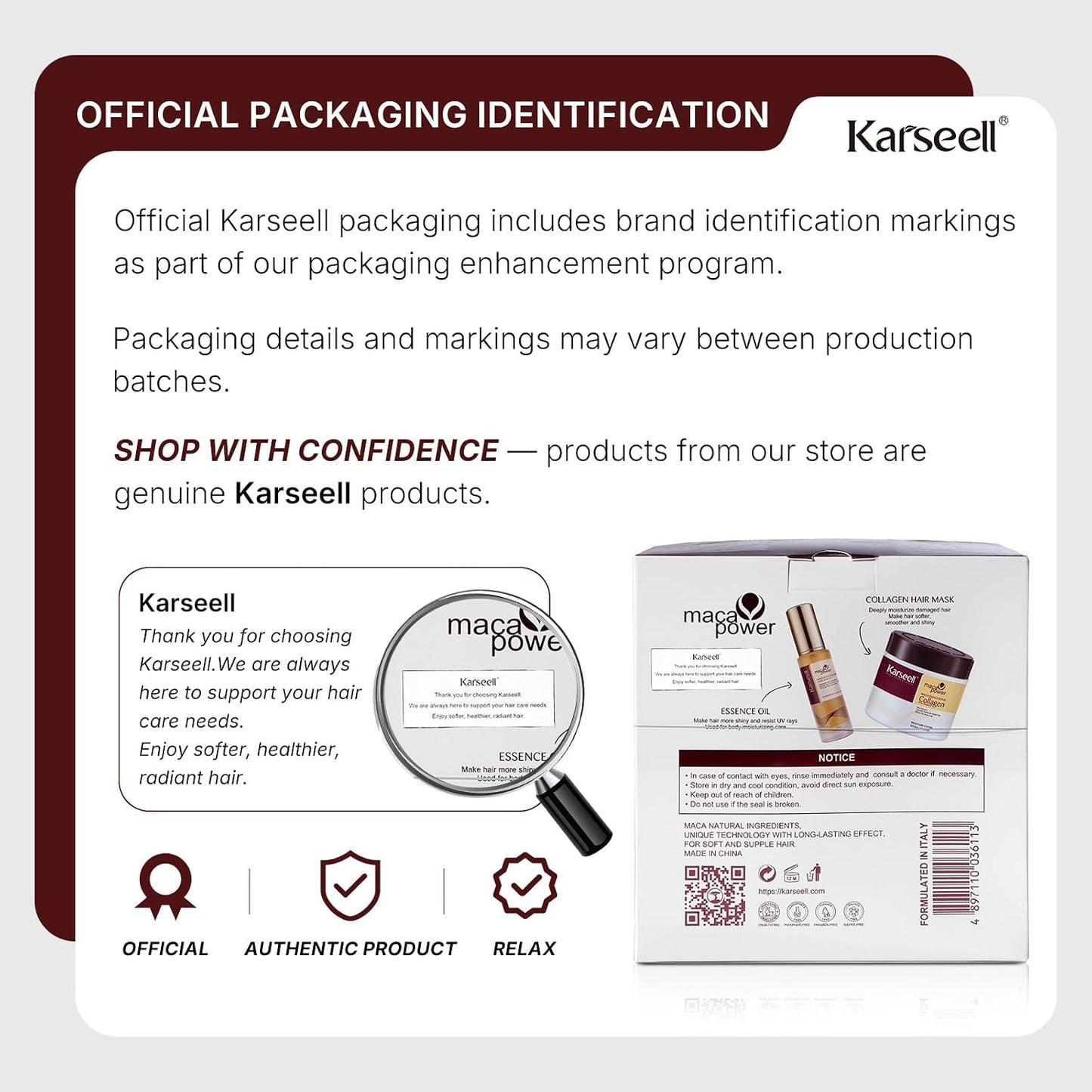 Karseell Maca Power Repair Set | Shampoo + Maca Essence Oil + Collagen Hair Mask UAE
