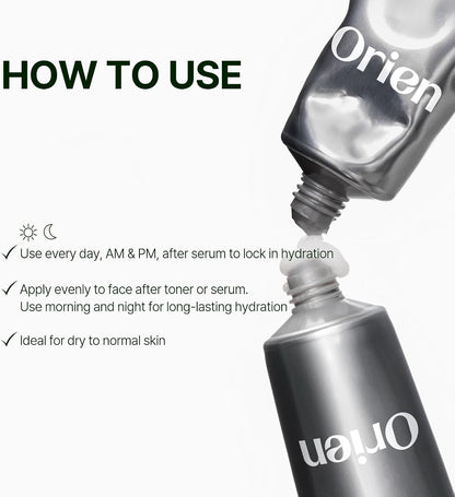 Orien Mugwort Zero Film Moisturizer 60ml lightweight Korean face cream for daily hydration, skin comfort and a non-greasy finish in UAE.