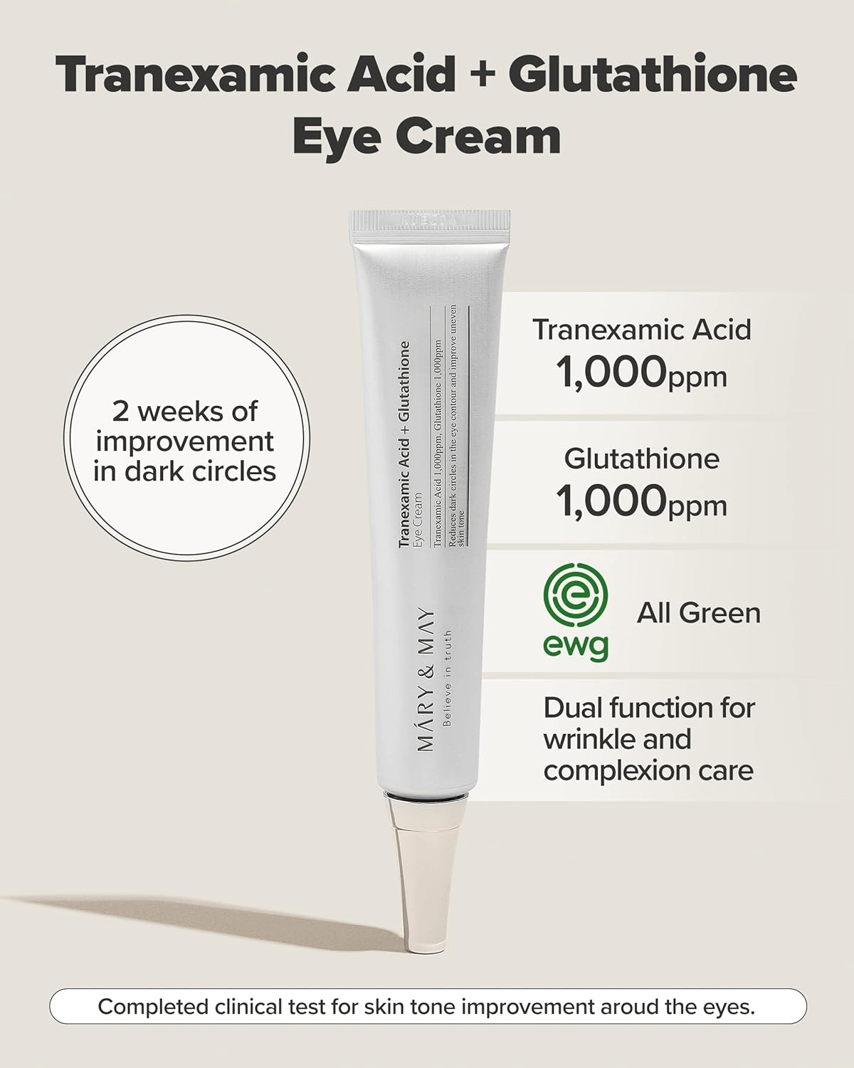 Mary&May Tranexamic Acid + Glutathione Eye Cream 30mL product tube