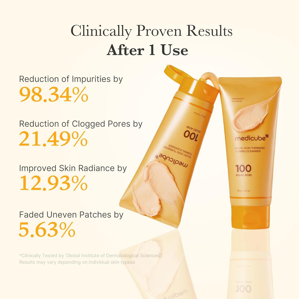 two tubes of medicube Kojic Acid Turmeric Toning Cleanser 