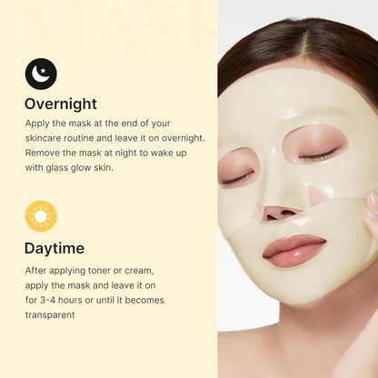 a woman wearing medicube Kojic Acid Turmeric Brightening Gel Mask