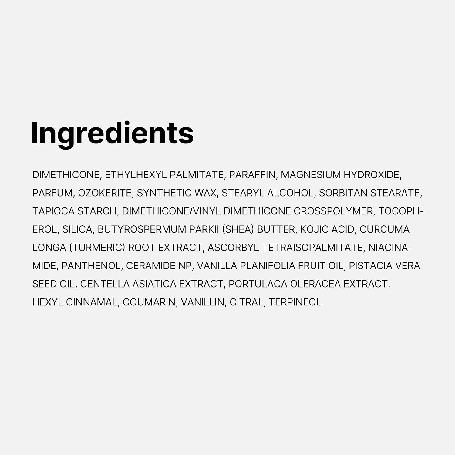 Medicube Fresh That Lasts Vanilla & Pistachio Deodorant Stick list of ingredients