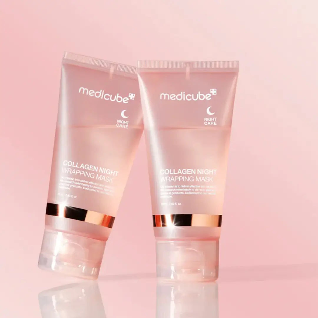 2 Collagen Night Wrapping Masks tubes standing side-by-side