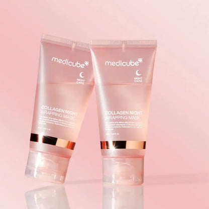 2 Collagen Night Wrapping Masks tubes standing side-by-side