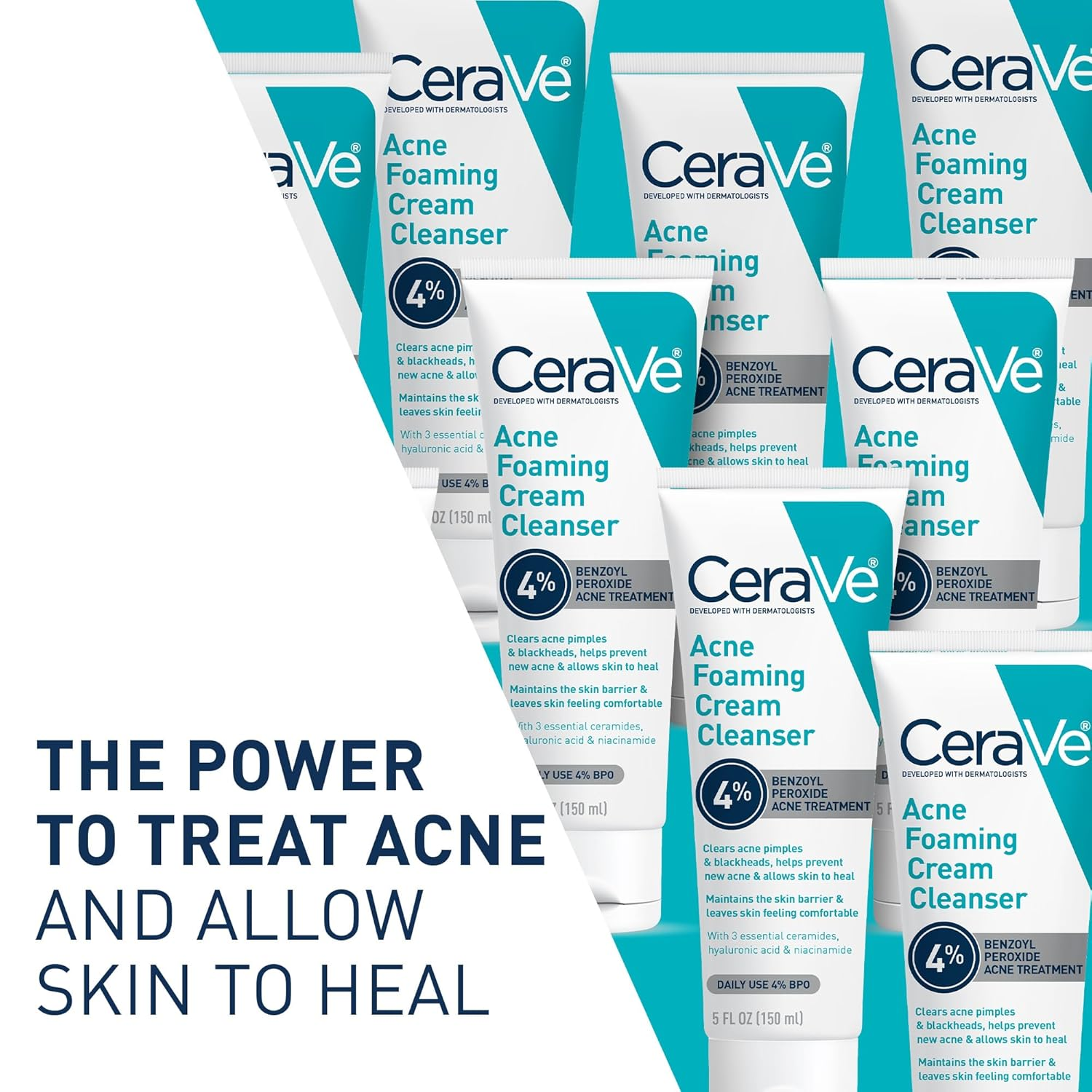 multiple tubes of CeraVe Acne Foaming Cream Cleanser