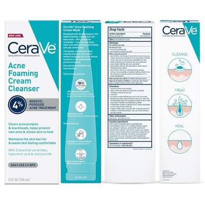 box packaging of CeraVe Acne Foaming Cream Cleanser 150mL