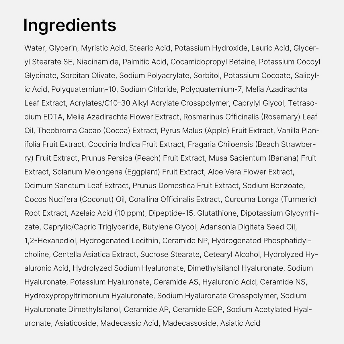 medicube Azelaic Acid And Niacinamide Deep Clean Foam Cleanser ingredients list