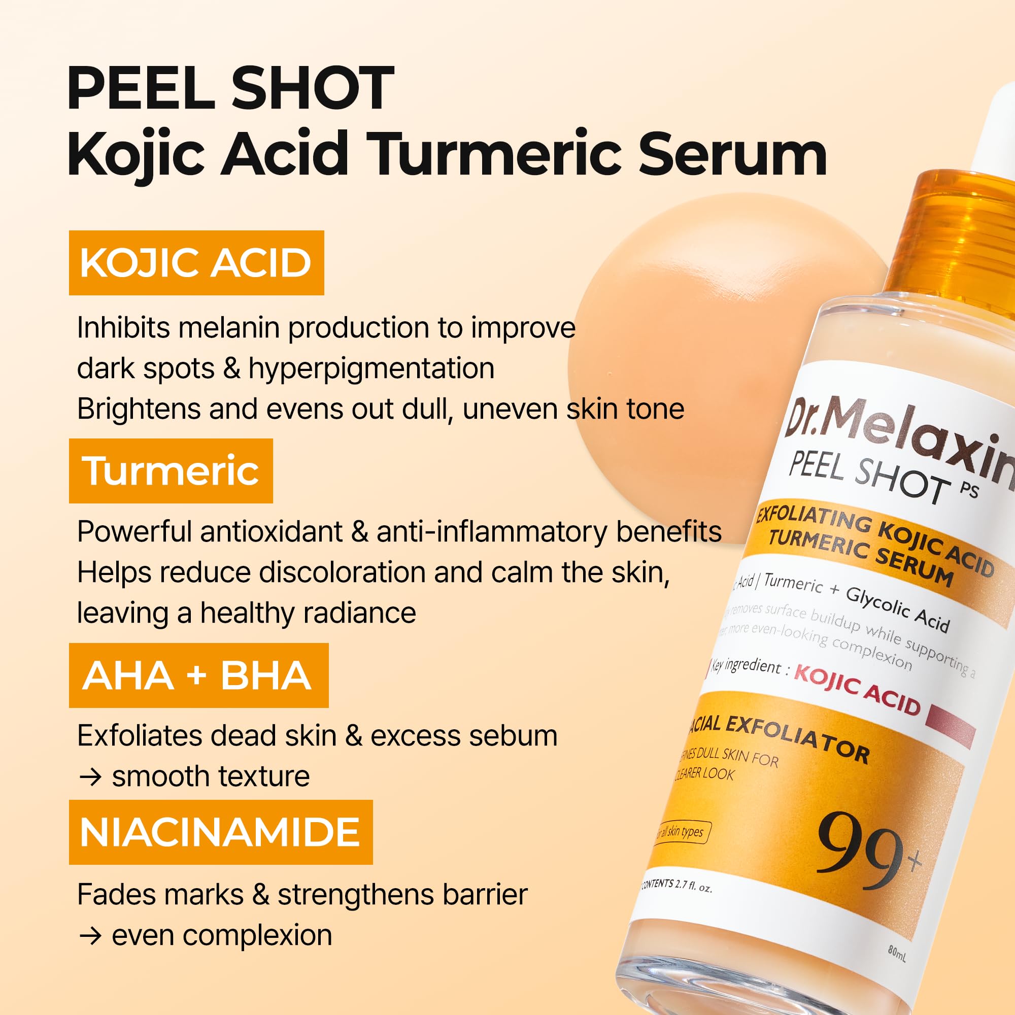 Dr. Melaxin Peel Shot PS Kojic Acid Turmeric Serum 80mL