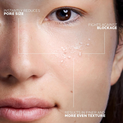 close-up of a person's face with product applied 
