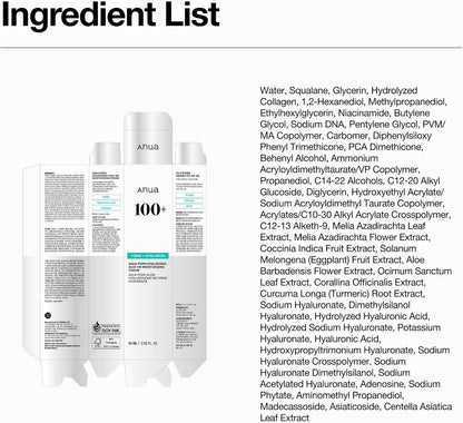 Anua PDRN Hyaluronic Acid 100 Moisturizing Cream 60ml Korean face moisturizer with salmon PDRN, collagen, squalane and multiple hyaluronic acids for deep hydration, plumping and radiant skin in UAE.