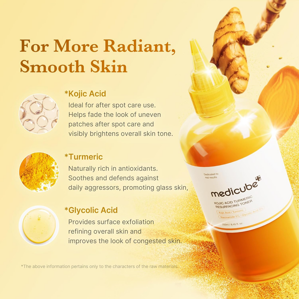 medicube Kojic Acid Turmeric Resurfacing Toner 250mL bottle