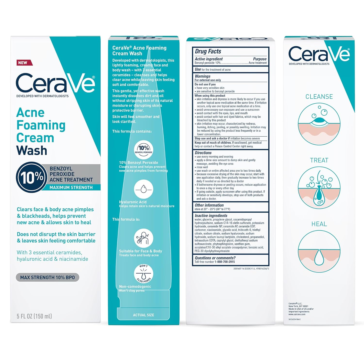 box packaging of CeraVe Acne Foaming Cream Wash 150mL