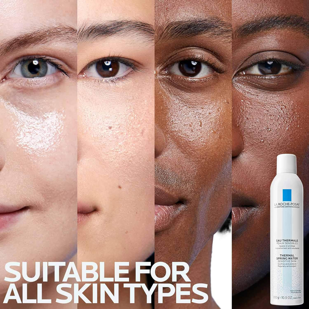 close-up of half faces with varied skin types 
