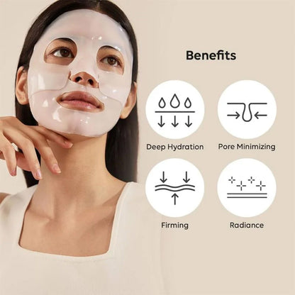 woman wearing BIODANCE Bio-Collagen Real Deep Mask on her face