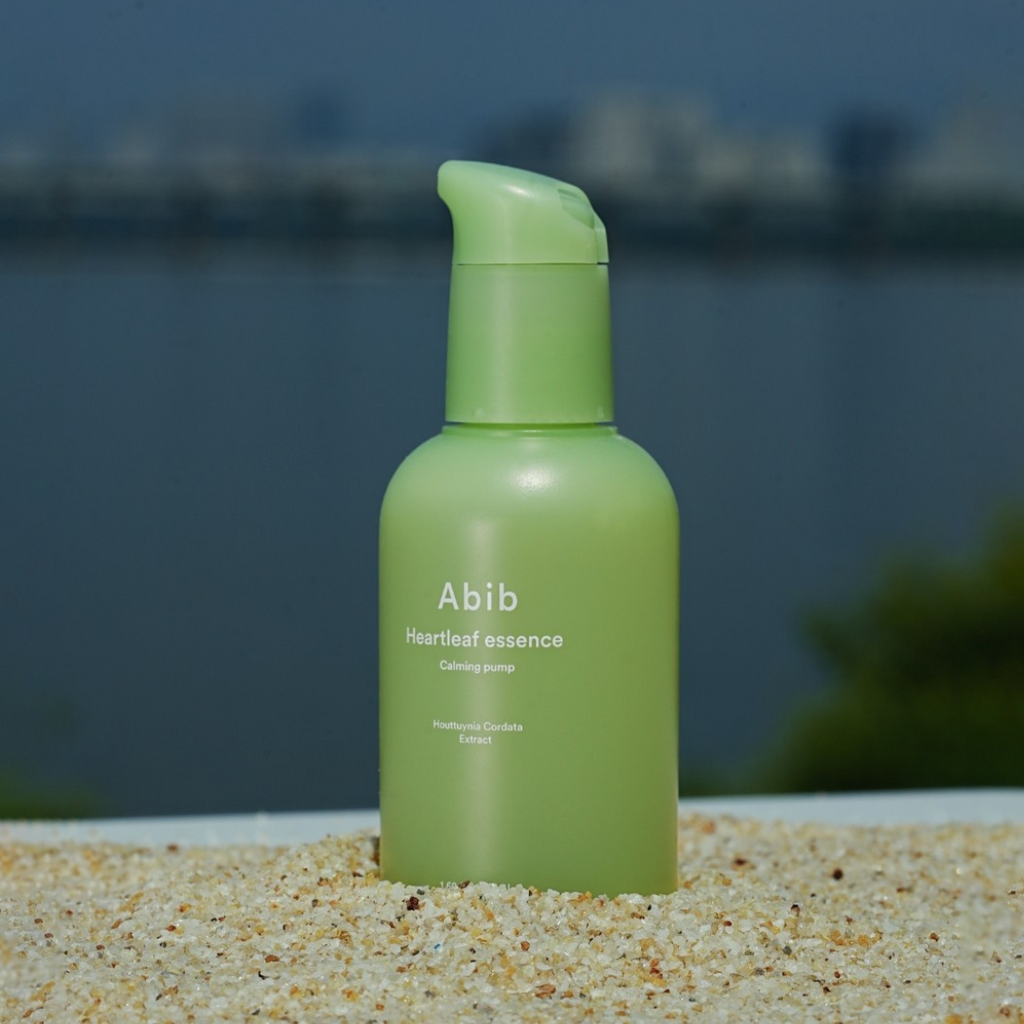 a bottle of Abib Heartleaf Essence Calming Pump