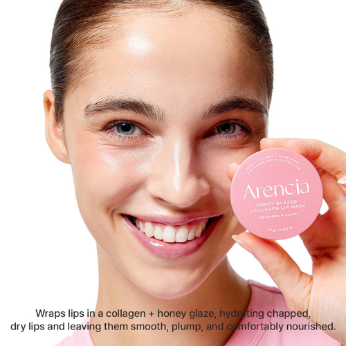 Arencia Honey Glazed Collagen Lip Mask 15g Korean overnight lip treatment with Honey, Hydrolyzed Collagen, five Ceramides and Squalane for dry, smooth and glossy lips in UAE.