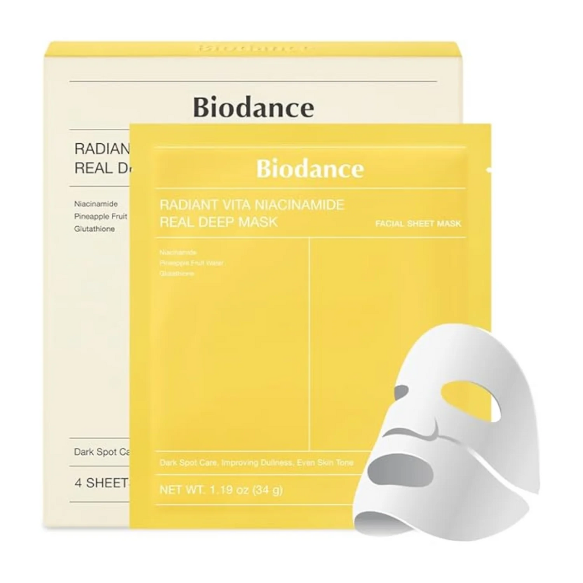 BIODANCE Radiant Vita Niacinamide Real Deep Mask with packaging