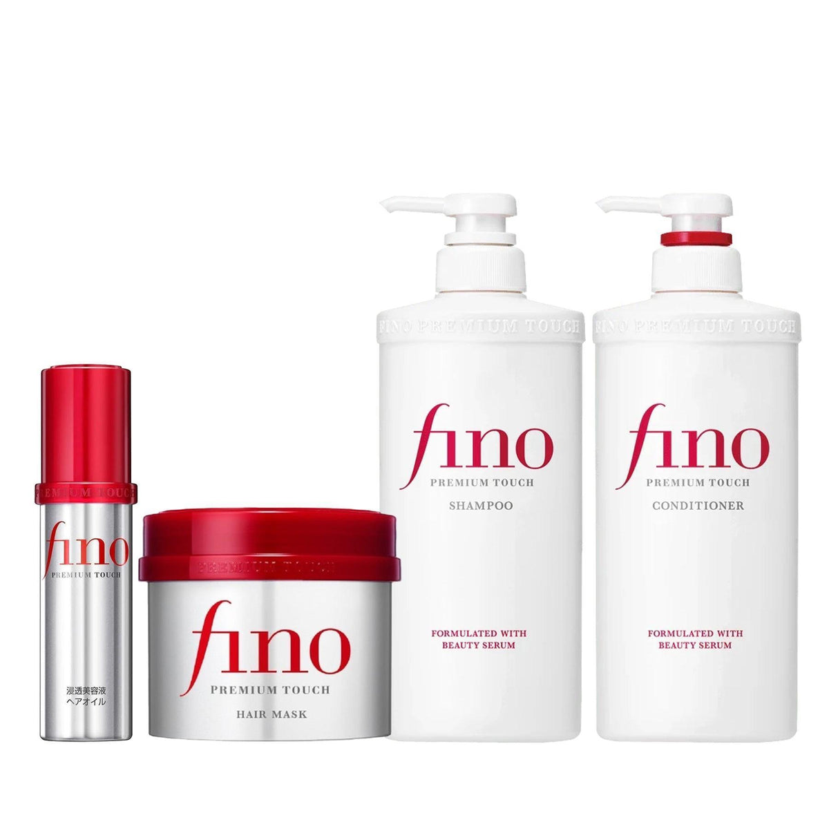 Fino Premium Touch Complete Hair Care Set - Shampoo + Conditioner + Treatment Mask + Oil