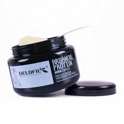 DELOFIL Protein Argan Oil Hair Mask 500mL open jar