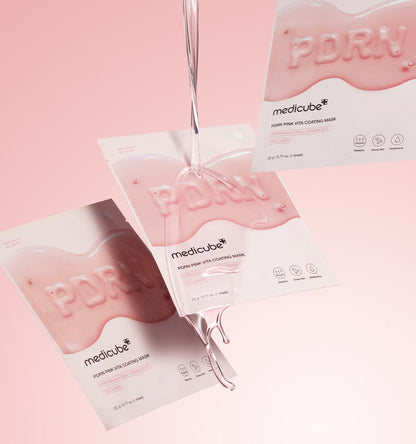 three packets of medicube PDRN Pink Vita Coating Mask sheet