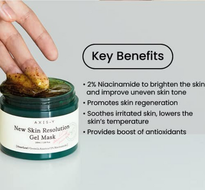 Axis-Y New Skin Resolution Gel Mask being scooped out with fingers